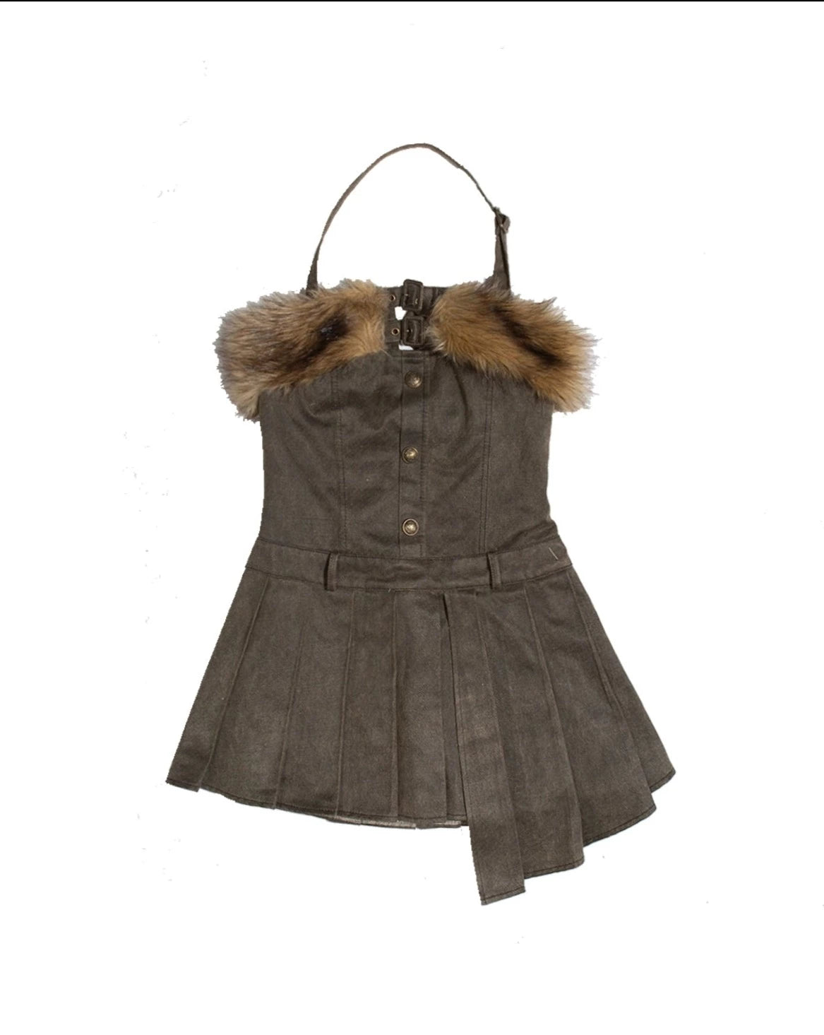 Belted Open Cami Fur Dress SL10006